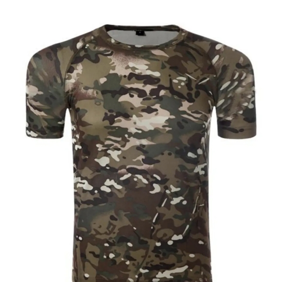 Mens Camo Hunting Short Sleeve Shirt Quick Dry Sun Protection Athletic Shirts US - Picture 5 of 9